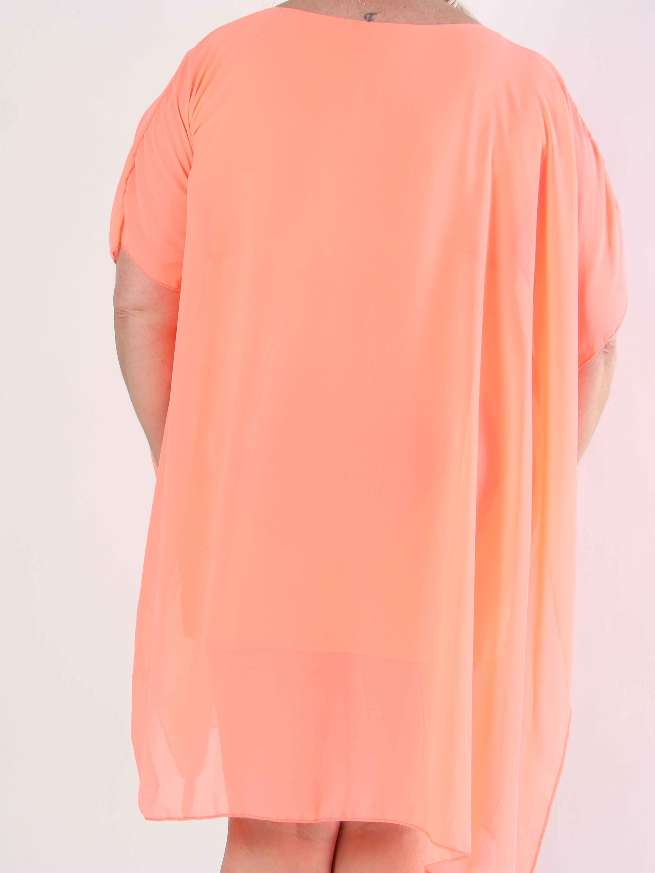 Mirabella Plain - Tunikaklänning i plus size med chiffonglager och underkjol i viskos